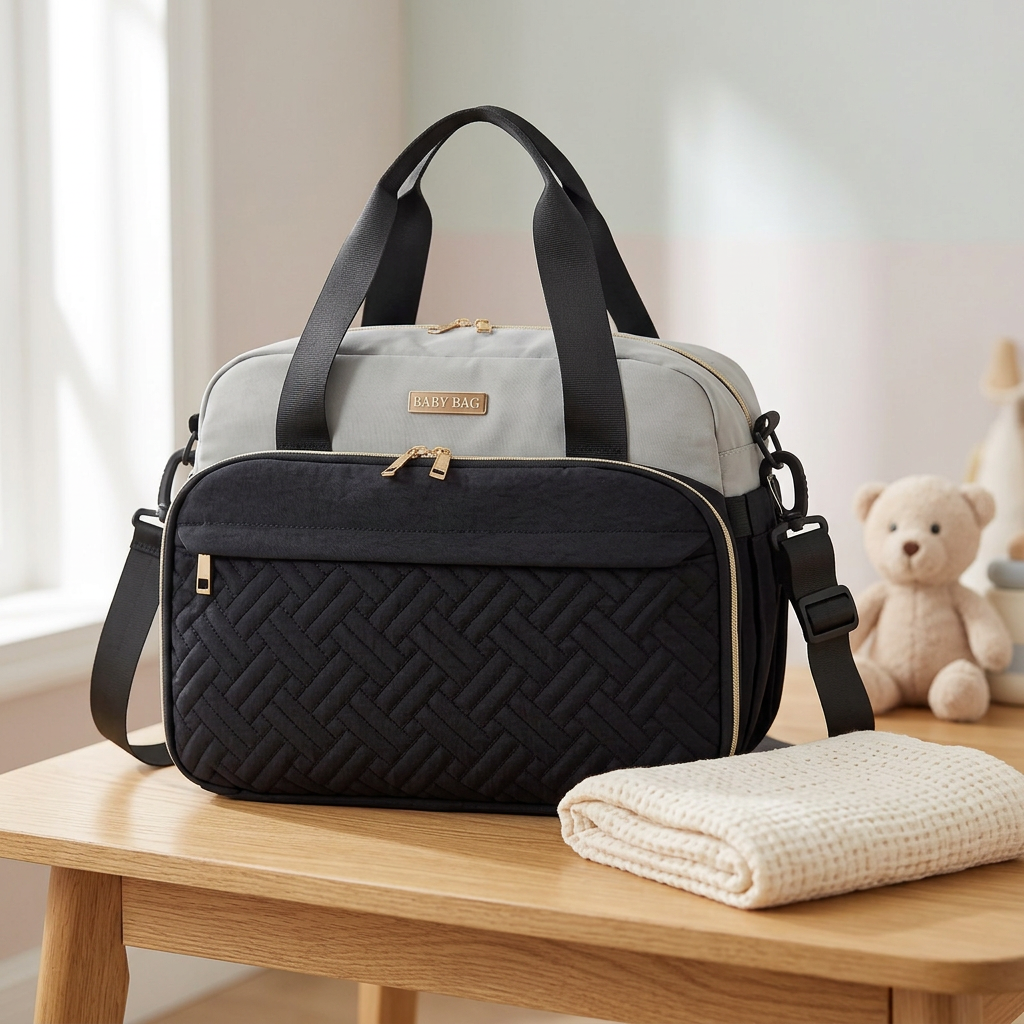 Sac à langer bandoulière, blanc, coloris Blanc, en situation