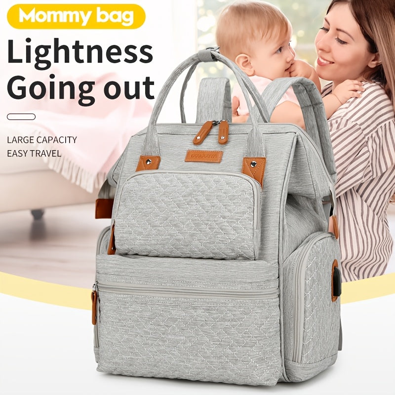 Sac à dos à langer matelassé, passant de valise, 4 coloris