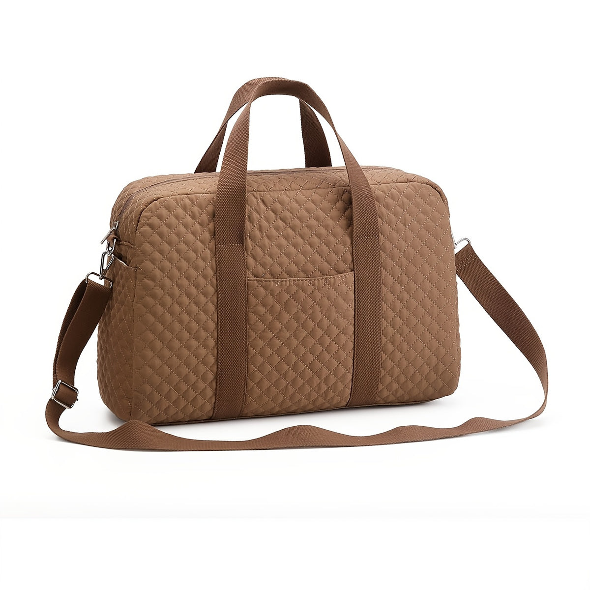 Sac à langer cabas matelassé à carreaux, marron
