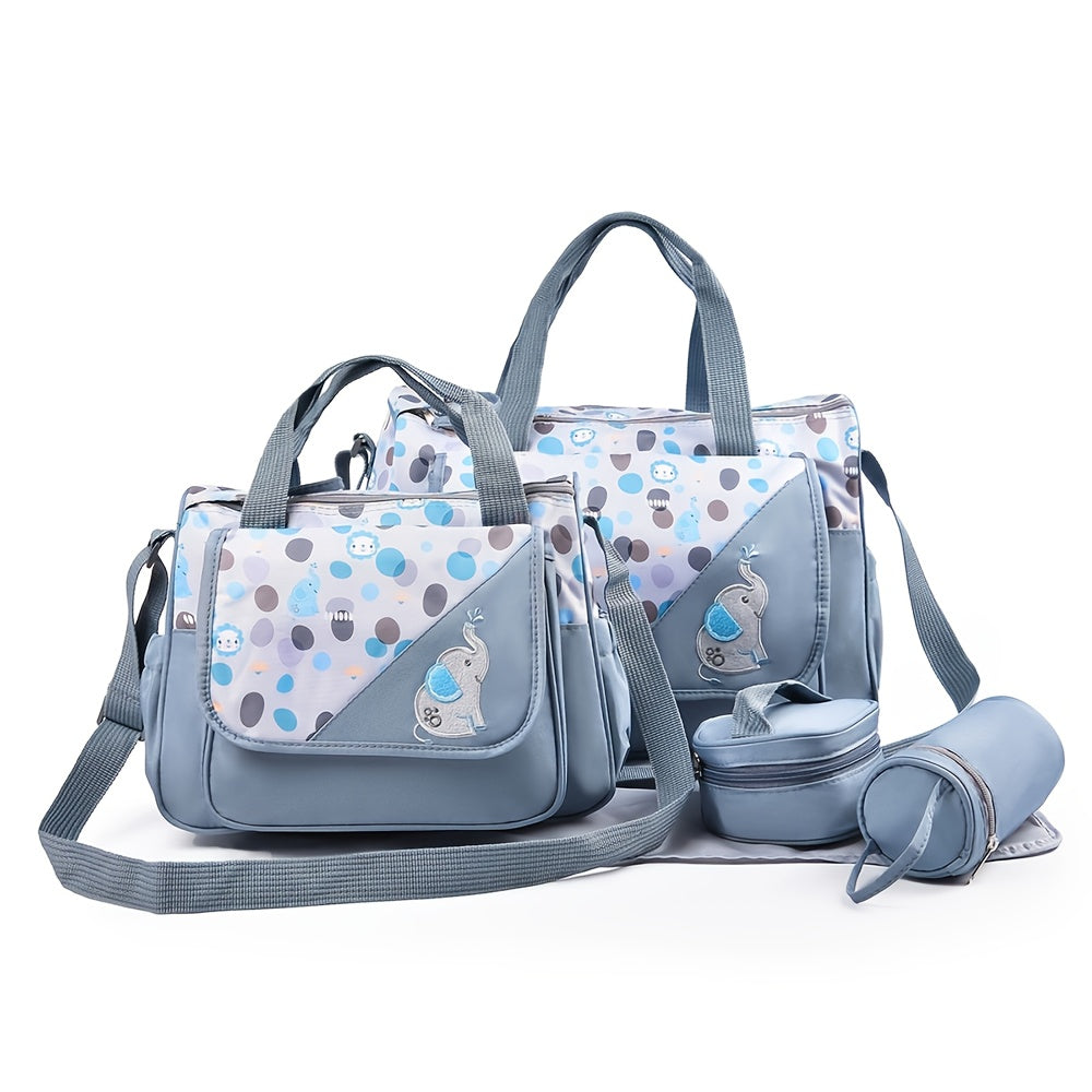 Ensemble sac à langer 5 pièces, motifs animaux, 7 coloris