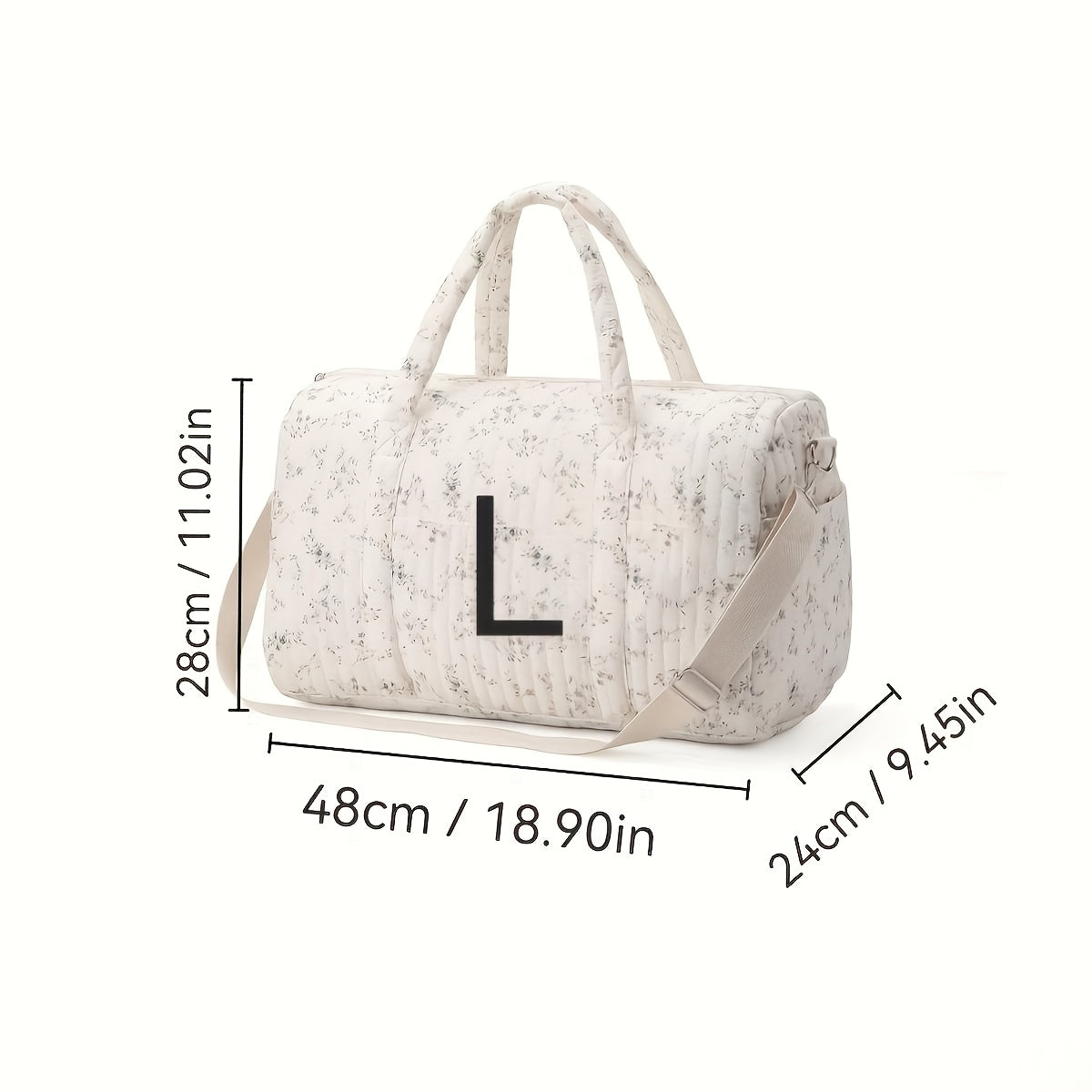 Sac à langer polochon matelassé brodé, 48 x 28 cm, 3 motifs
