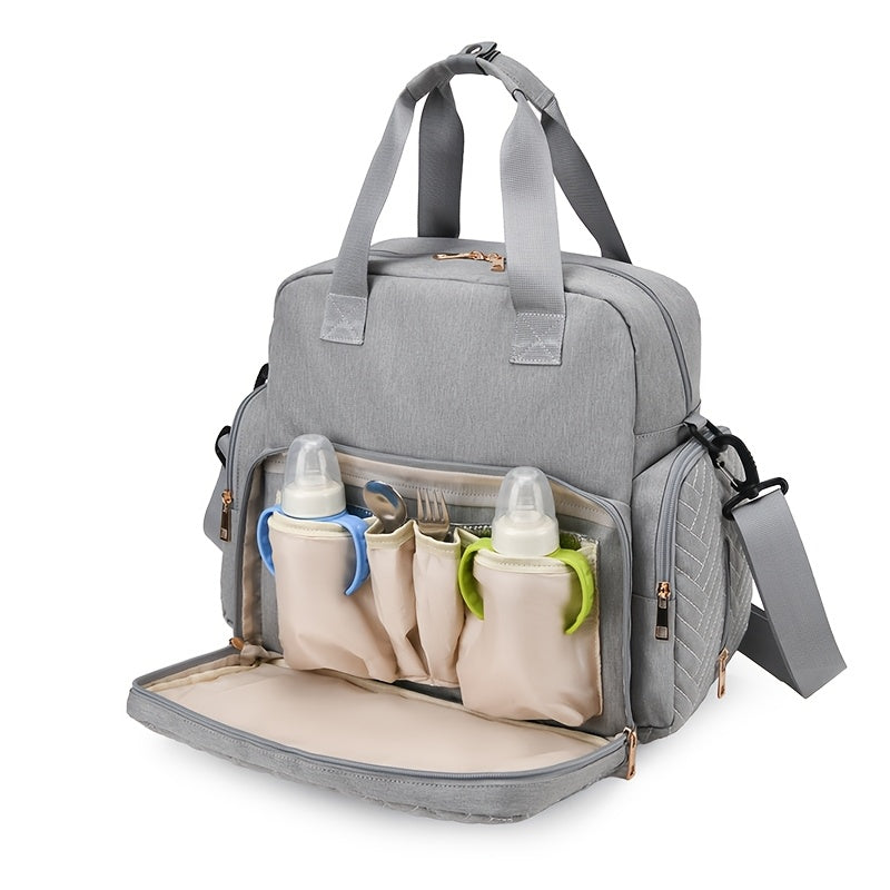 Sac à langer matelassé chevrons, passant de valise, 3 coloris