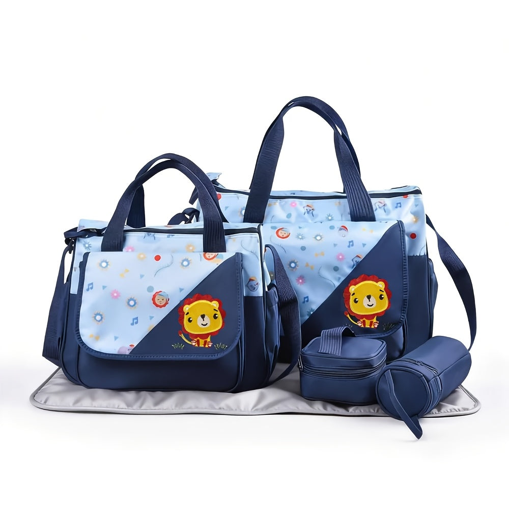 Ensemble sac à langer 5 pièces, motifs animaux, 7 coloris
