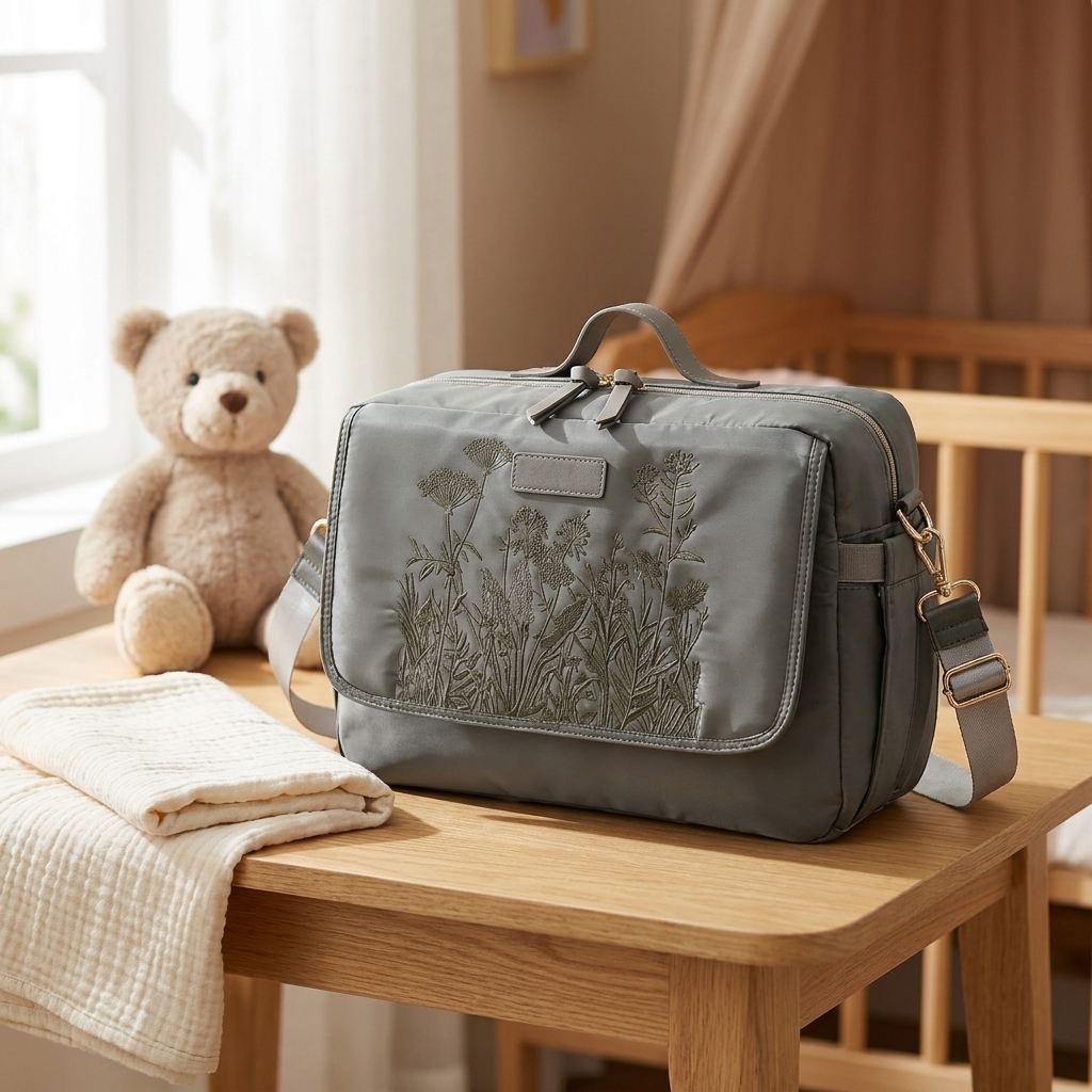 Sac à langer brodé, sac à bandoulière pour maman et papa, livré avec 2 sangles de poussette gratuites, sac à langer unisexe pour nouveau-né, sac de rangement de voyage, articles de puériculture essentiels, cadeau de fête des mères, en situation