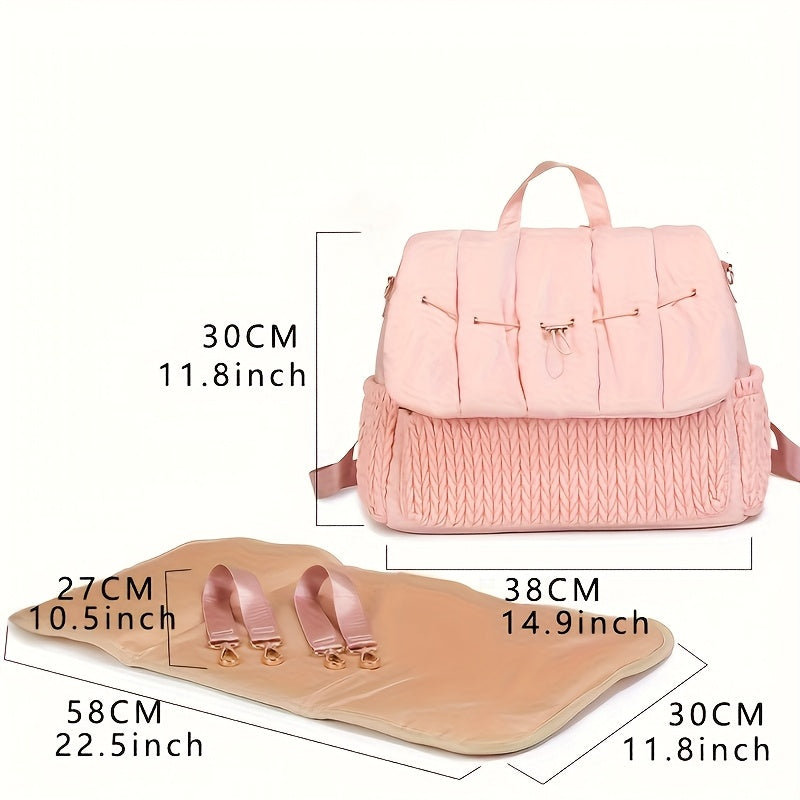 Sac à langer cabas matelassé, pochette assortie, 7 coloris