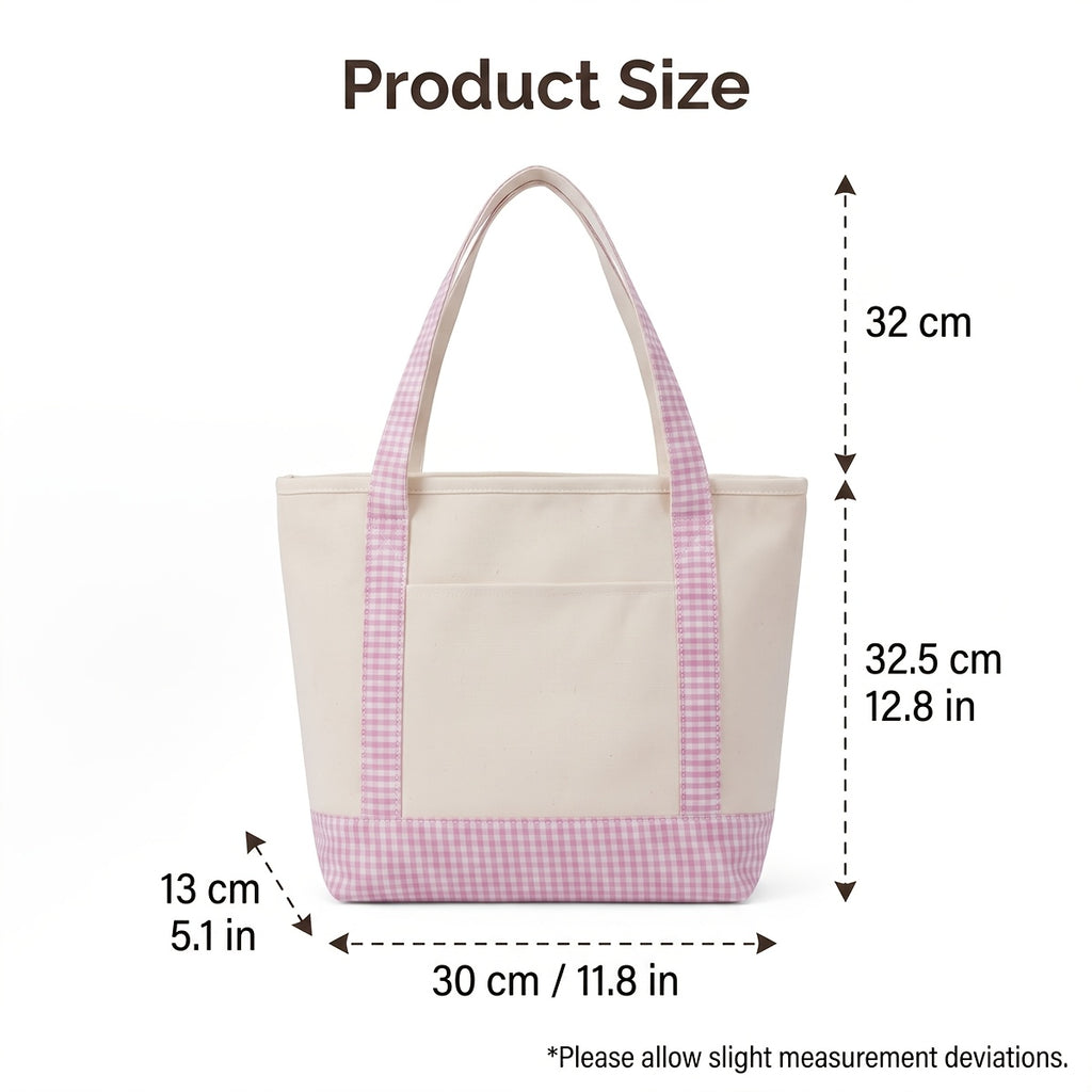Sac à langer cabas à carreaux contrastés, 2 coloris
