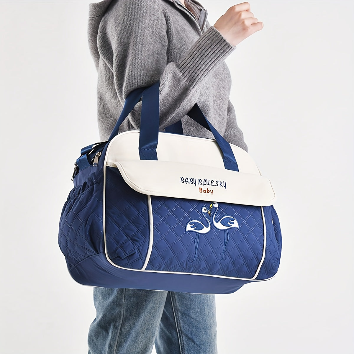 Sac à langer bandoulière matelassé, tapis inclus, 5 coloris