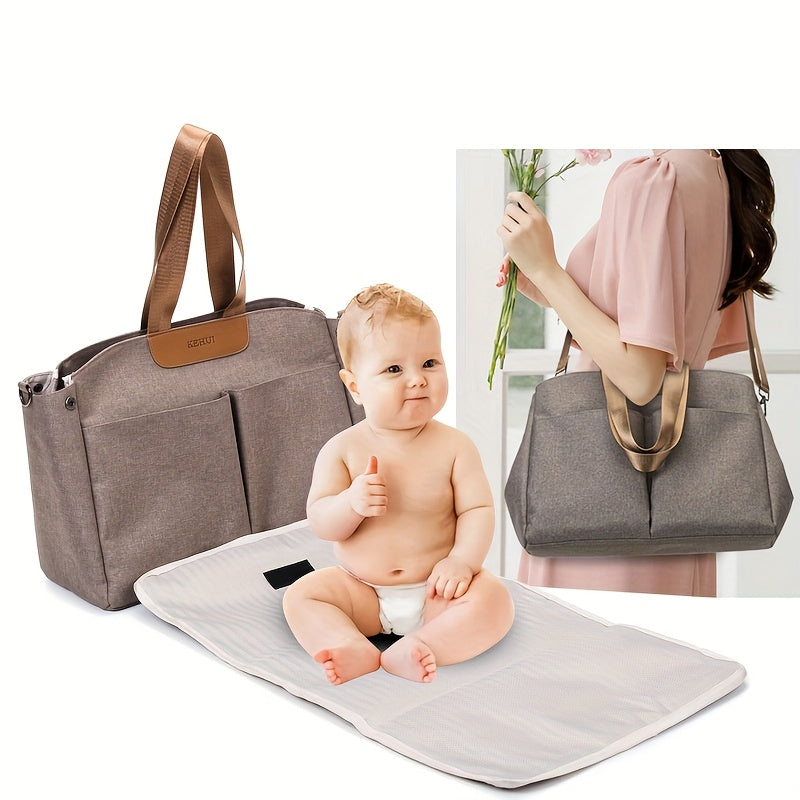 Sac à langer cabas, ensemble 3 pièces, taupe