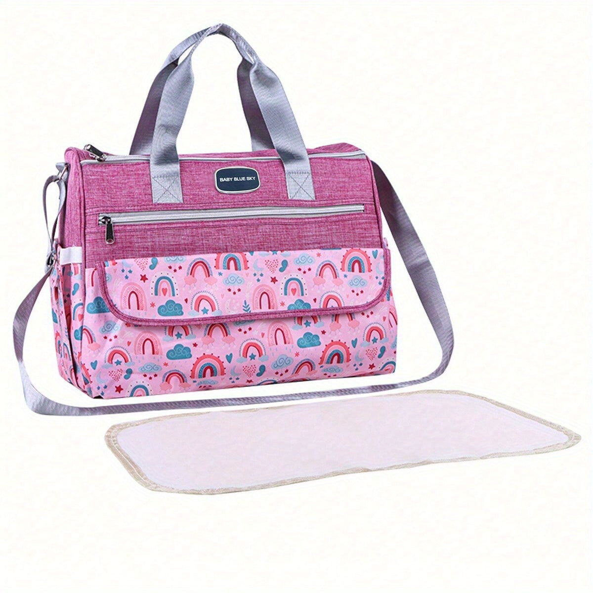 Sac à langer bandoulière large, motif nuage, 2 coloris