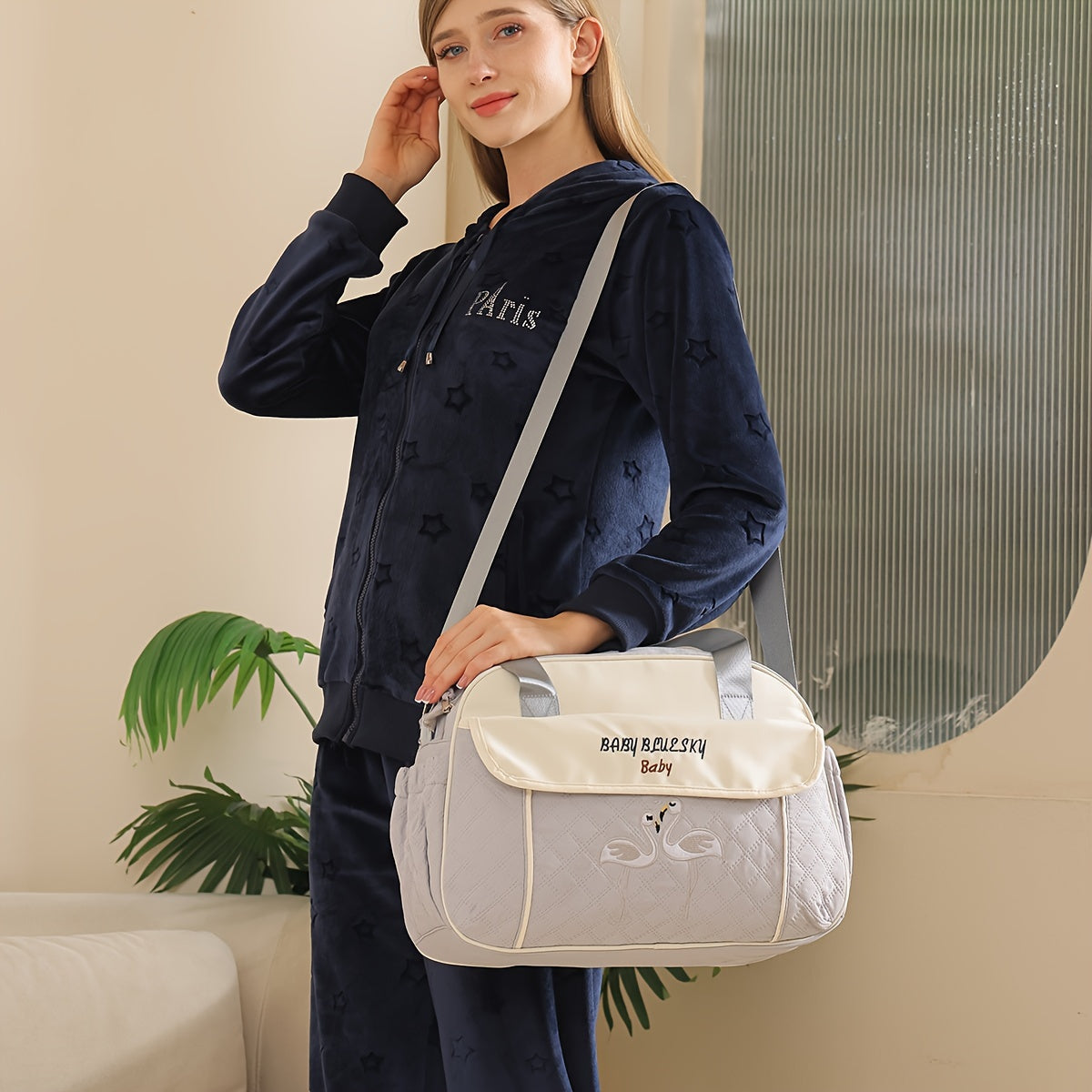 Sac à langer bandoulière matelassé, tapis inclus, 5 coloris