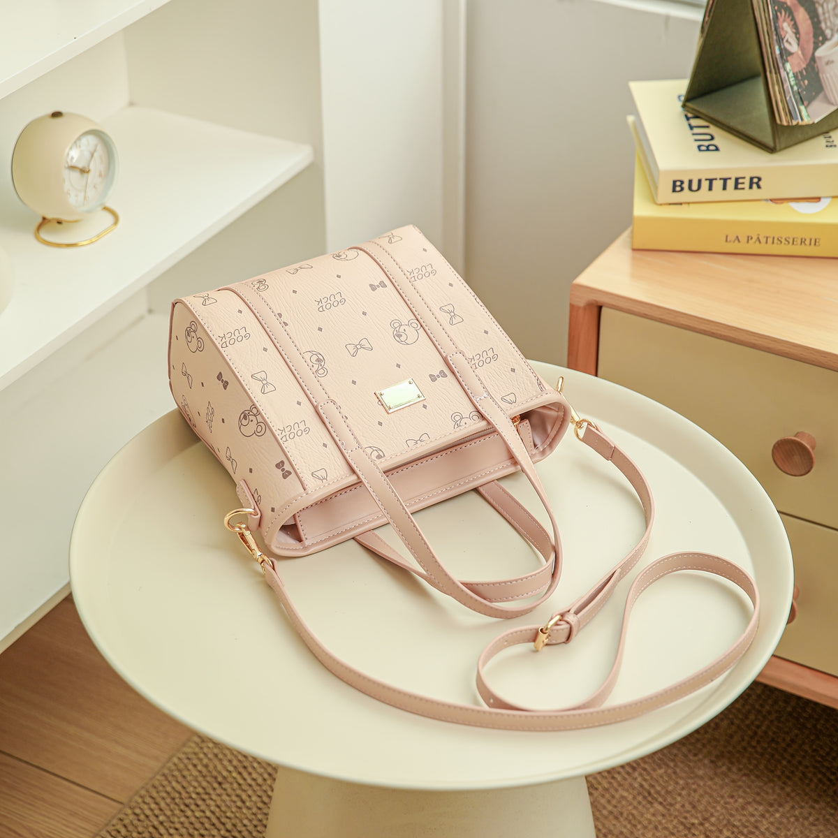Sac à langer cabas en simili cuir, ourson brodé, 3 coloris