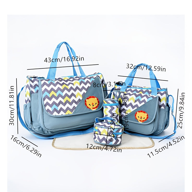 Ensemble sac à langer 5 pièces, motifs animaux, 7 coloris