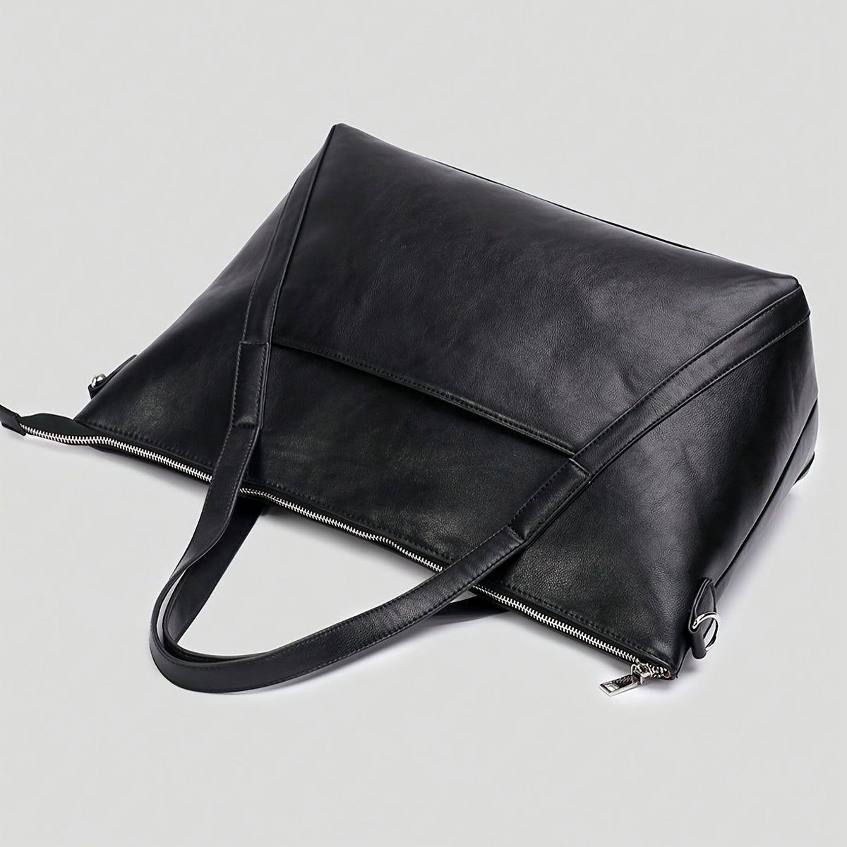 Sac à langer cabas en simili cuir, tapis inclus, noir