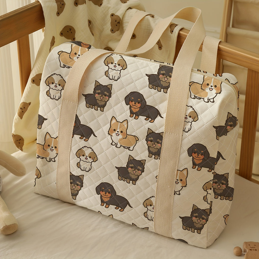 Sac à langer cabas en polyester, écru
