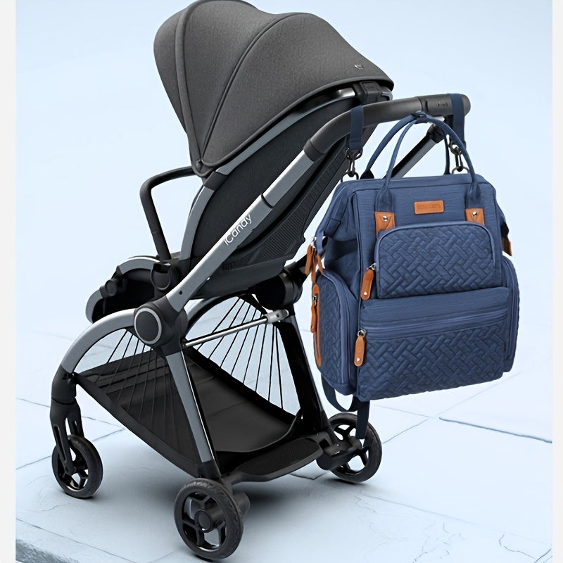 Sac à dos à langer matelassé, passant de valise, 4 coloris