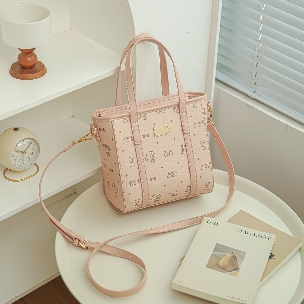 Sac à langer cabas en simili cuir, ourson brodé, 3 coloris