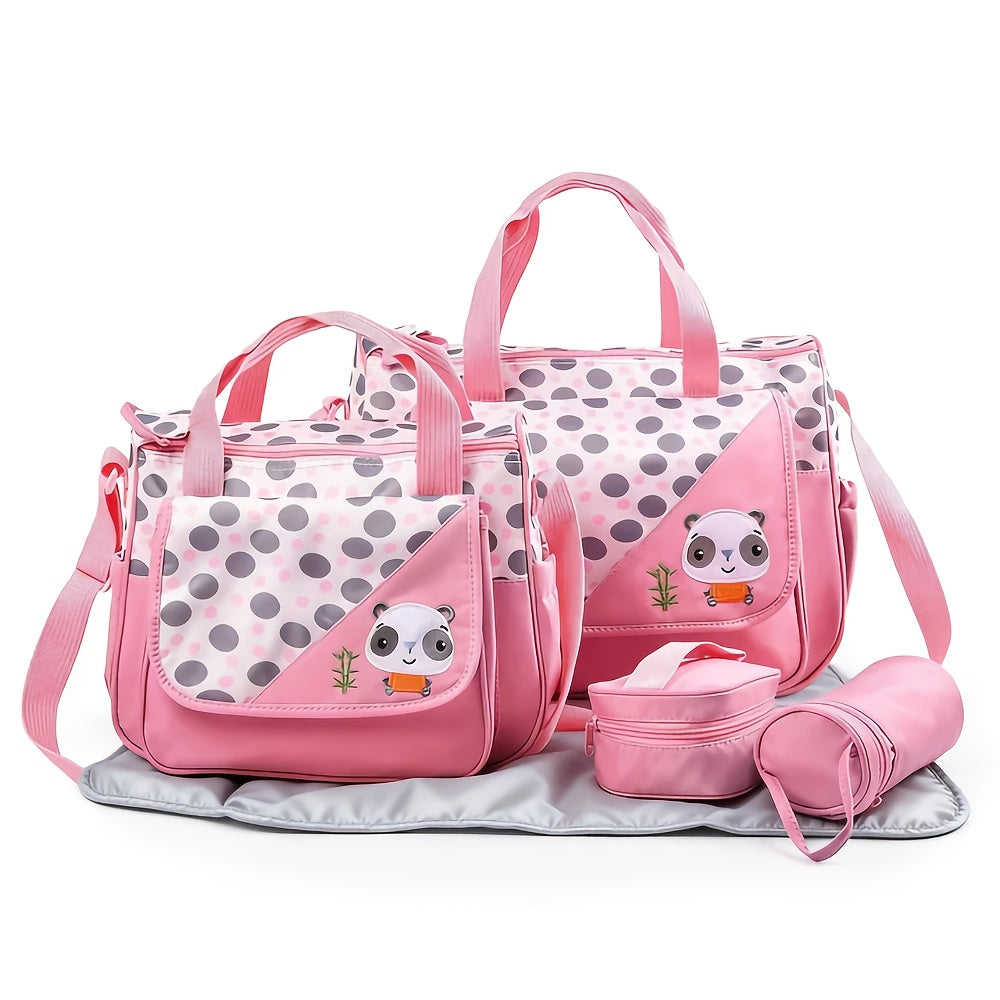 Ensemble sac à langer 5 pièces, motifs animaux, 7 coloris