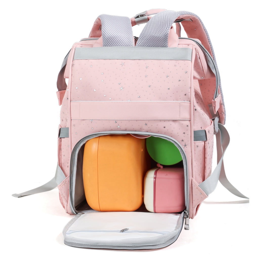 Sac à dos à langer imprimé étoiles, se fixe à la poussette, 4 coloris