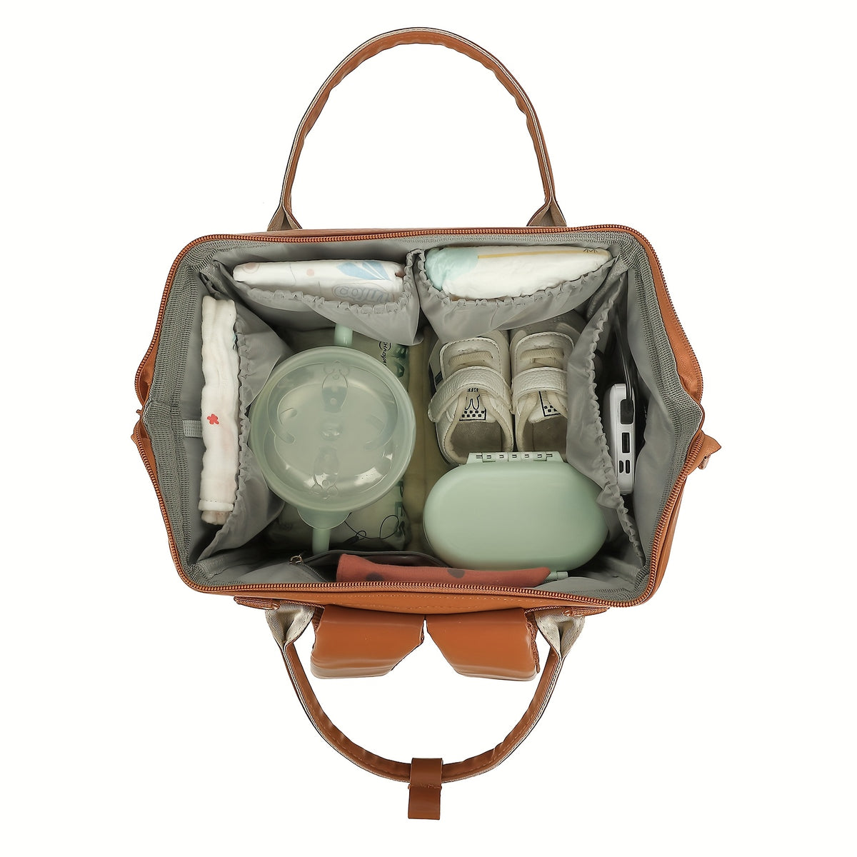 Sac à dos à langer en simili cuir, poche isotherme, 3 coloris