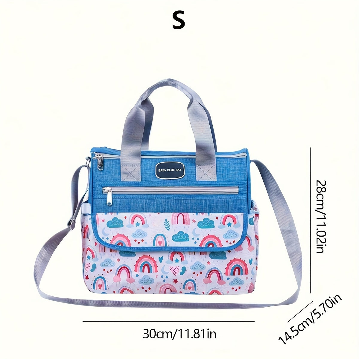 Sac à langer bandoulière large, motif nuage, 2 coloris
