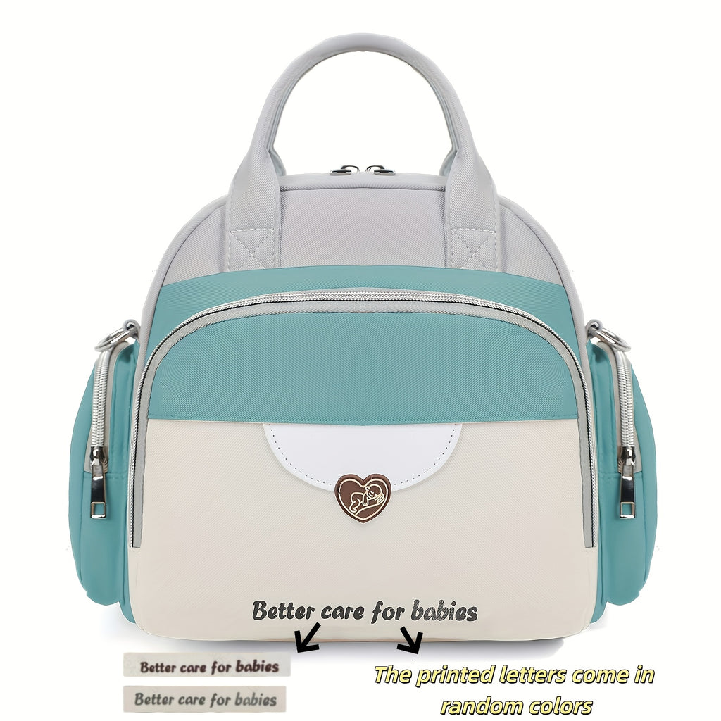 Sac à dos à langer bicolore, tapis fourni, gris et écru