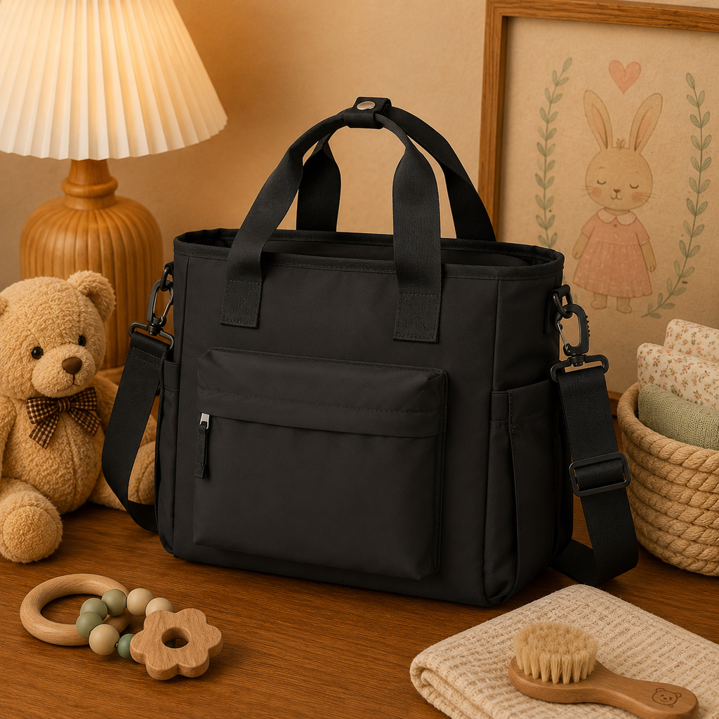 Sac isotherme à bandoulière, grande capacité, 4 coloris — Noir, en situation
