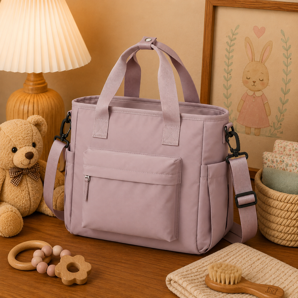 Sac isotherme à bandoulière, grande capacité, 4 coloris — Rose mauve, en situation