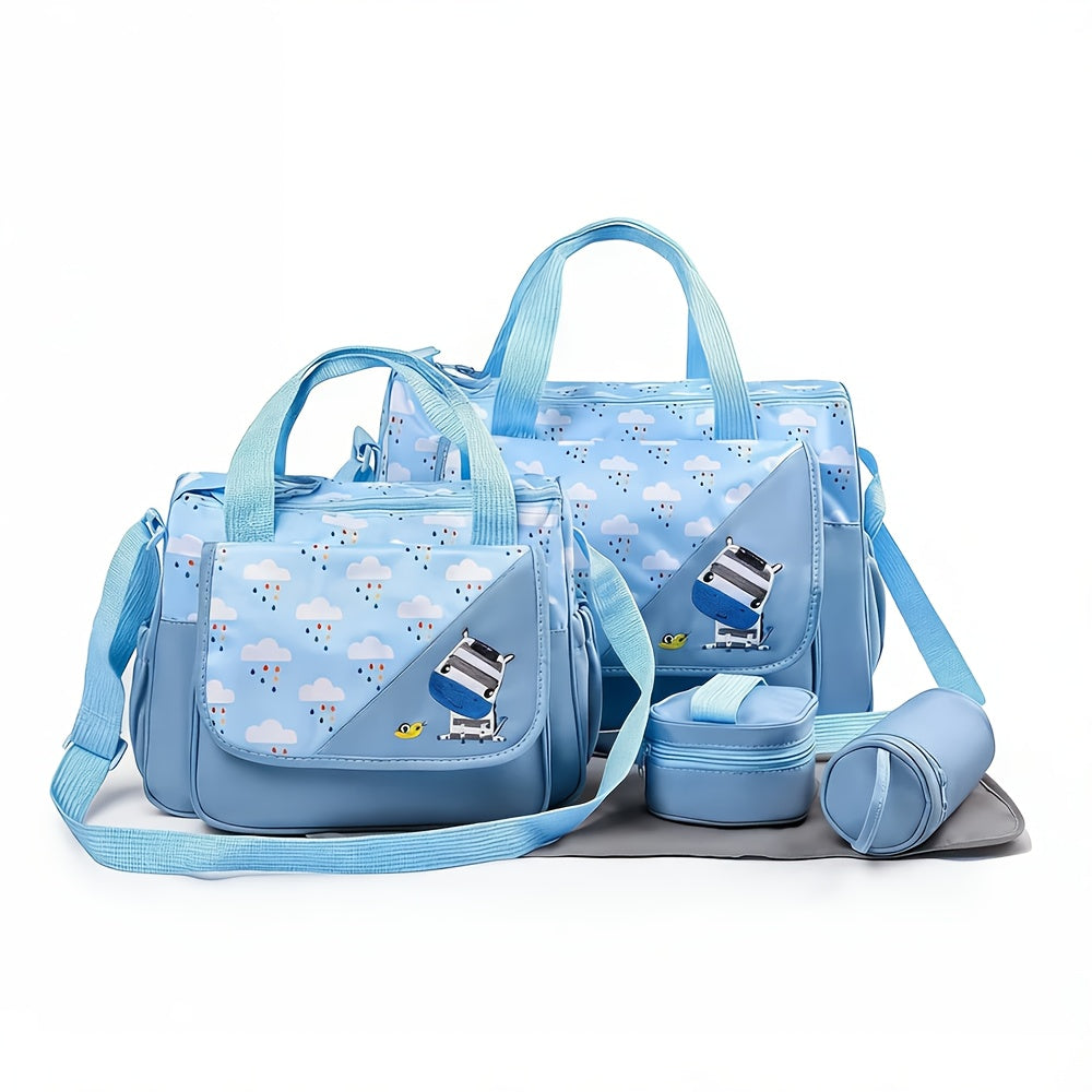 Ensemble sac à langer 5 pièces, motifs animaux, 7 coloris