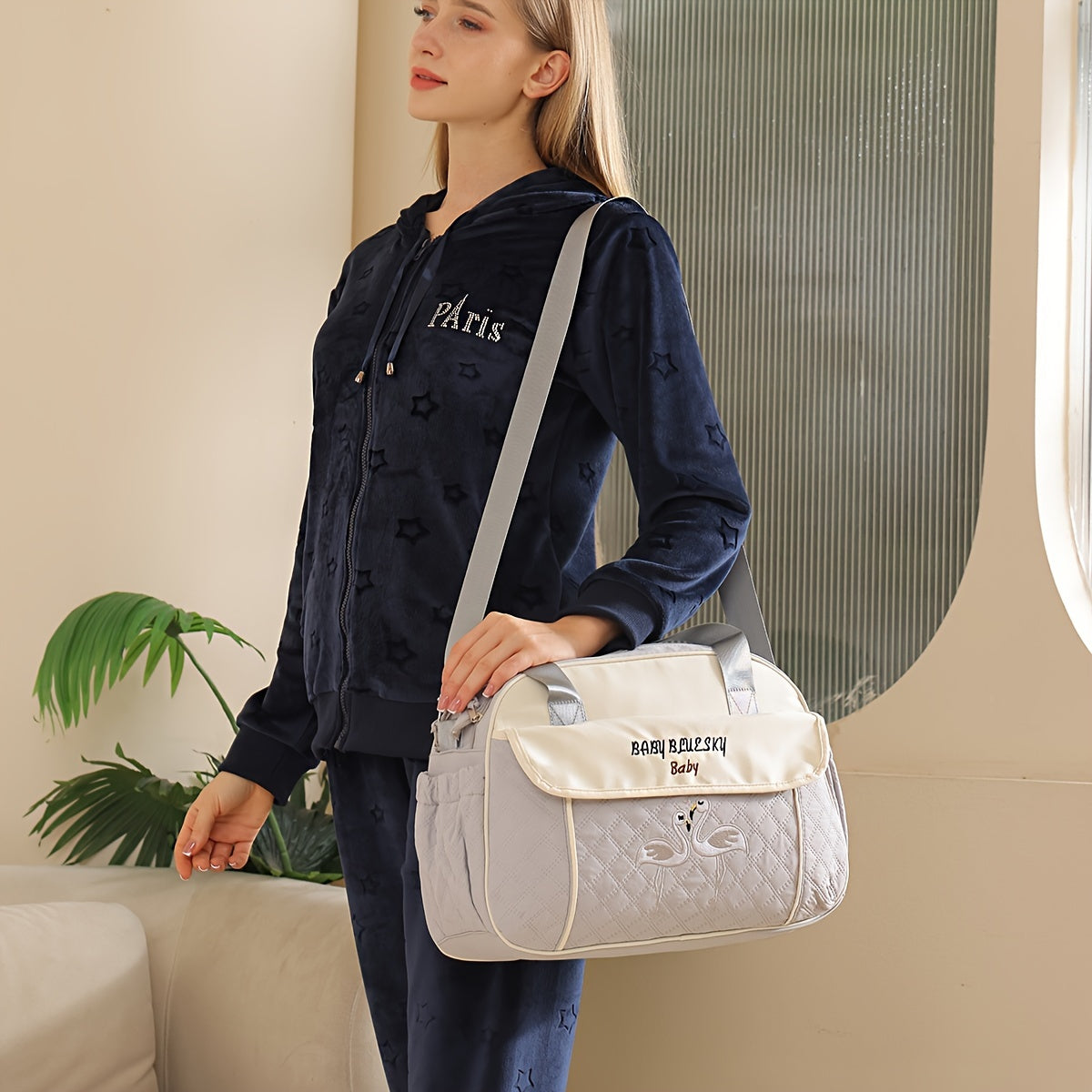 Sac à langer bandoulière matelassé, tapis inclus, 5 coloris