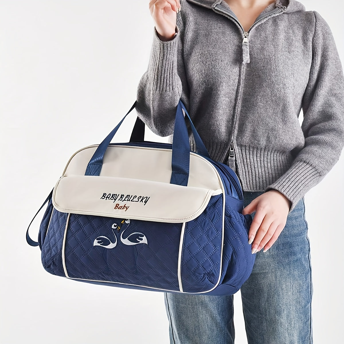 Sac à langer bandoulière matelassé, tapis inclus, 5 coloris