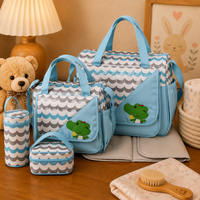 Sac à langer, ensemble 5 pièces, motifs animaux, posé dans un intérieur clair aux tons naturels