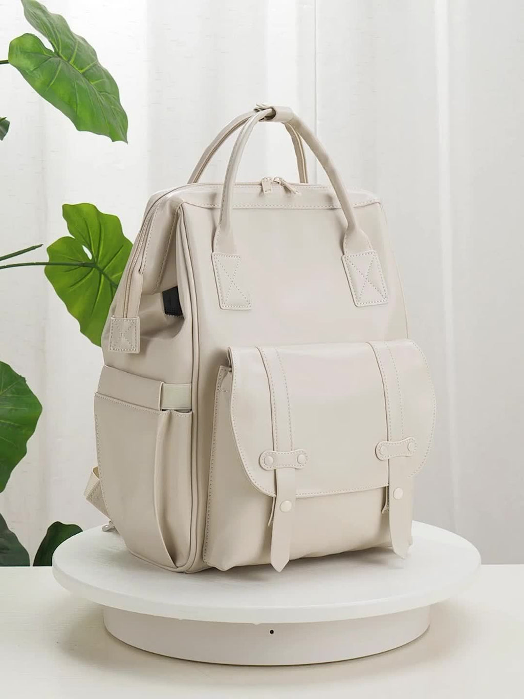 Sac à dos à langer en simili cuir, poche isotherme, 3 coloris