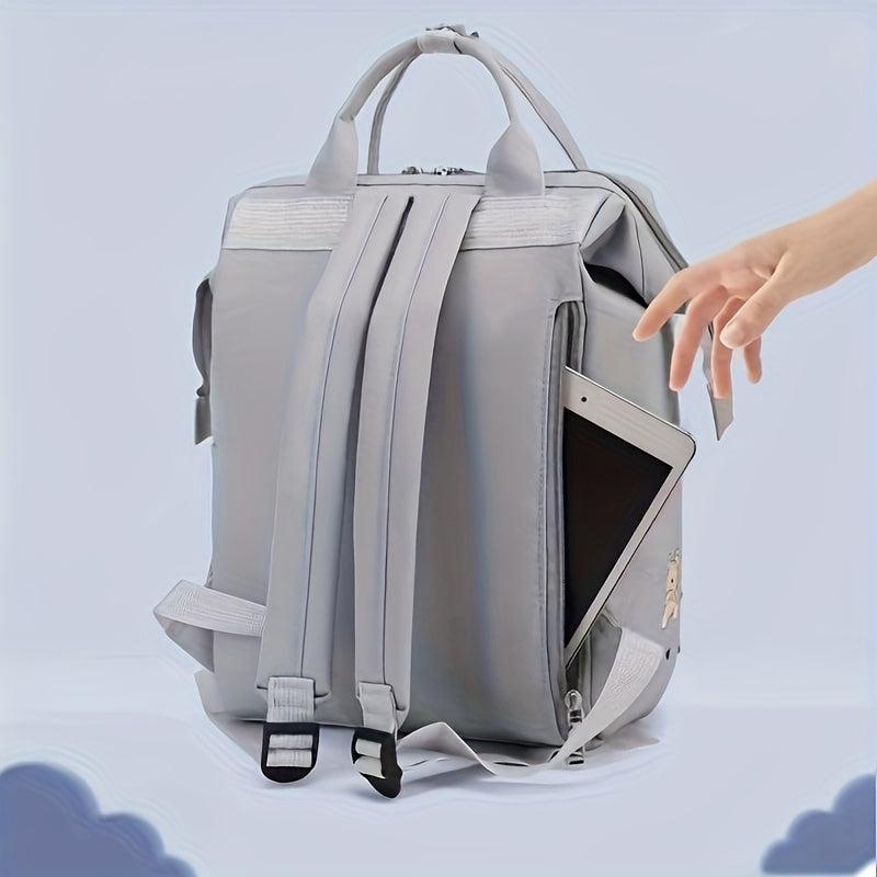 Sac à dos à langer imprimé oursons, ouverture large, 5 coloris