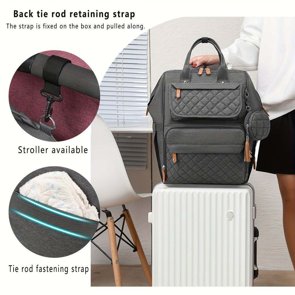 Sac à dos à langer matelassé, pochette assortie, 6 coloris