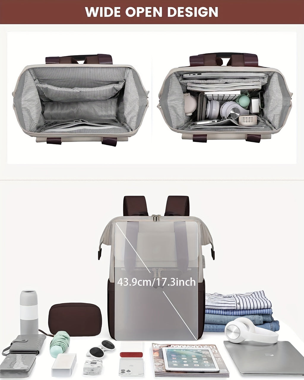 Sac à langer à dos convertible, pochette incluse, 7 coloris
