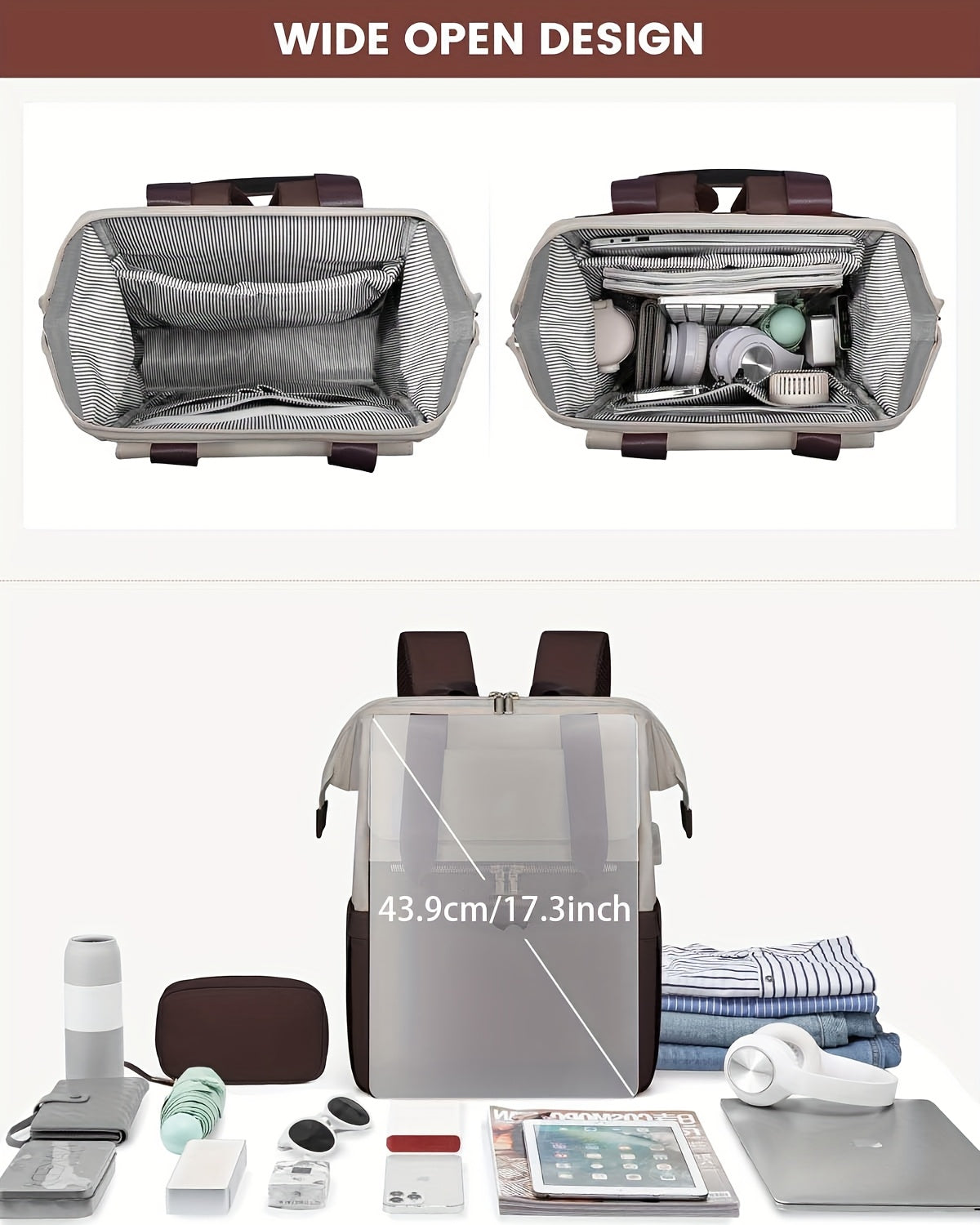 Sac à langer à dos convertible, pochette incluse, 7 coloris