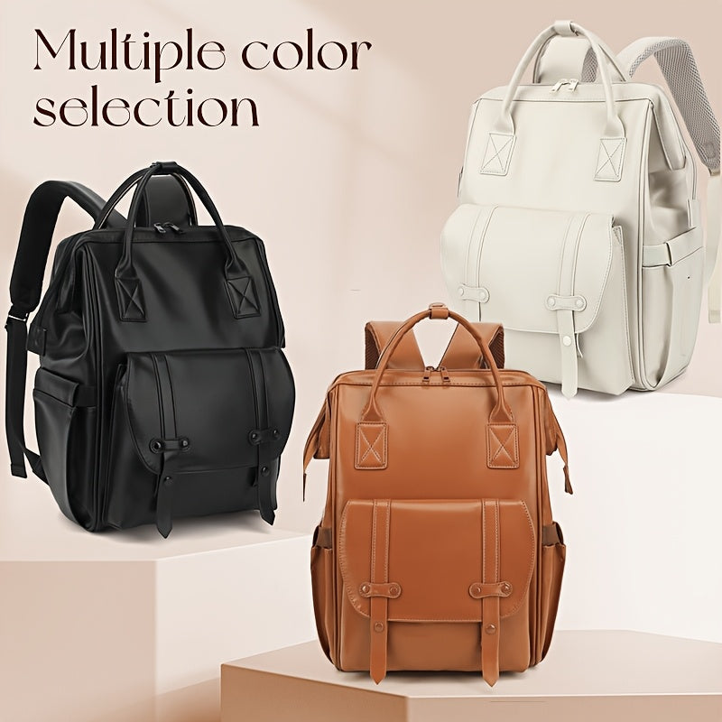 Sac à dos à langer en simili cuir, poche isotherme, 3 coloris