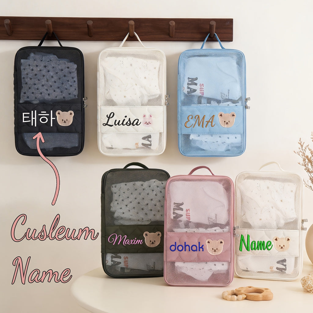 Pochette organisatrice de voyage, motif ours, 4 coloris