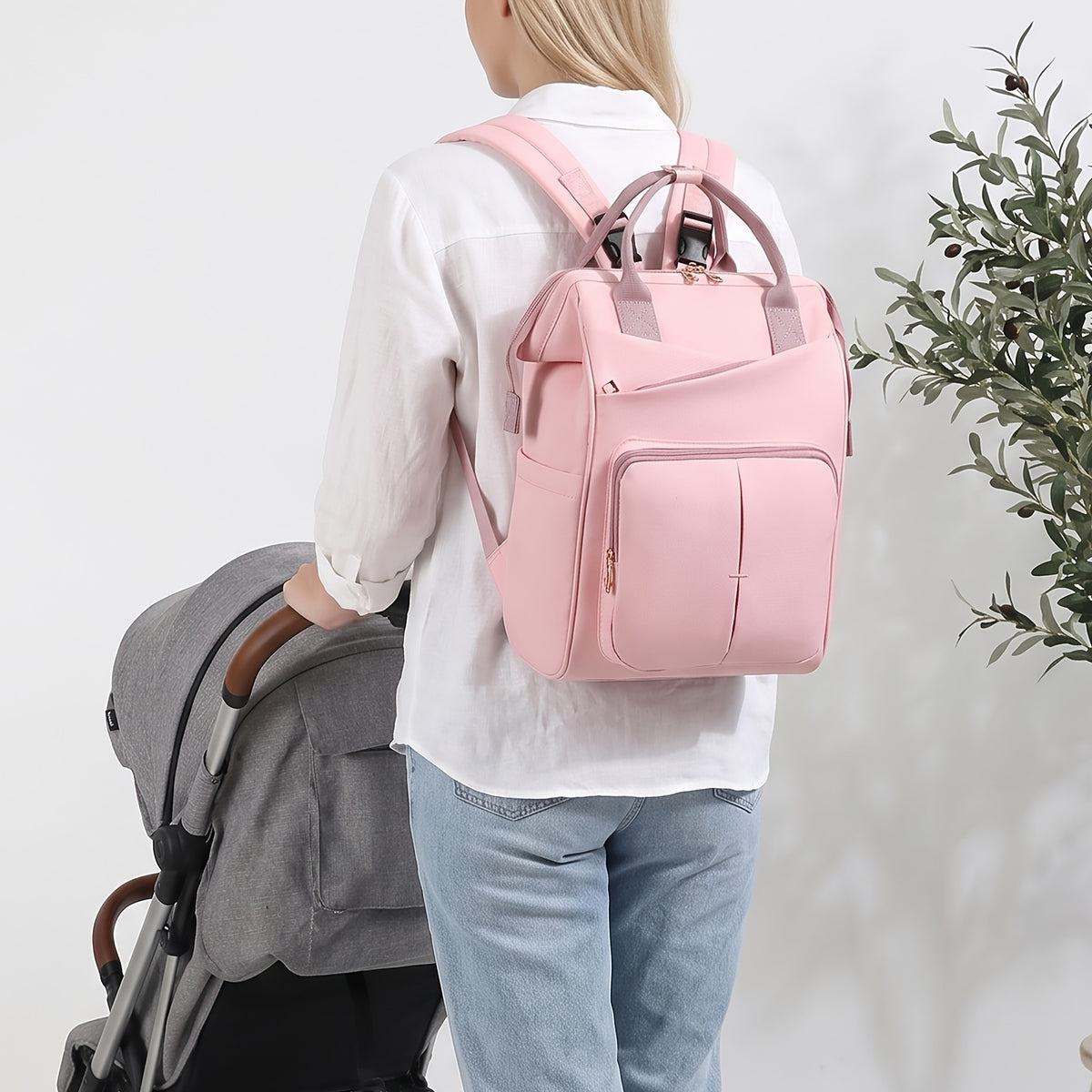 Sac à dos à langer uni, 4 coloris
