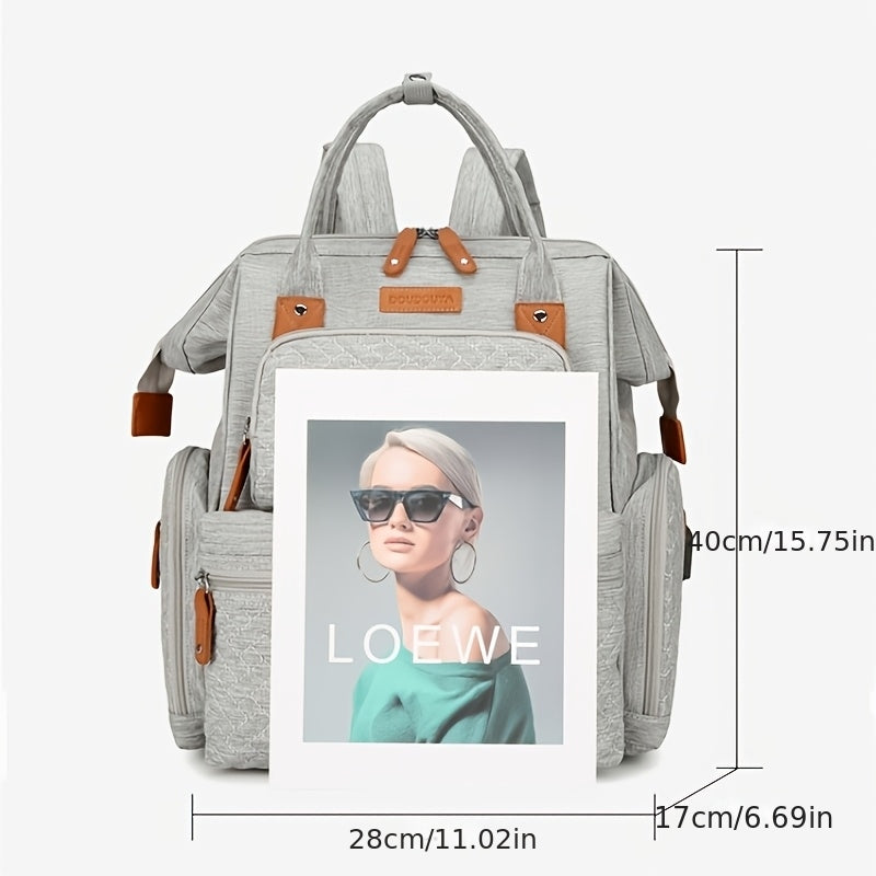 Sac à dos à langer matelassé, passant de valise, 4 coloris