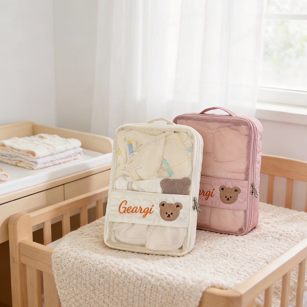 Pochette organisatrice de voyage, motif ours, 4 coloris
