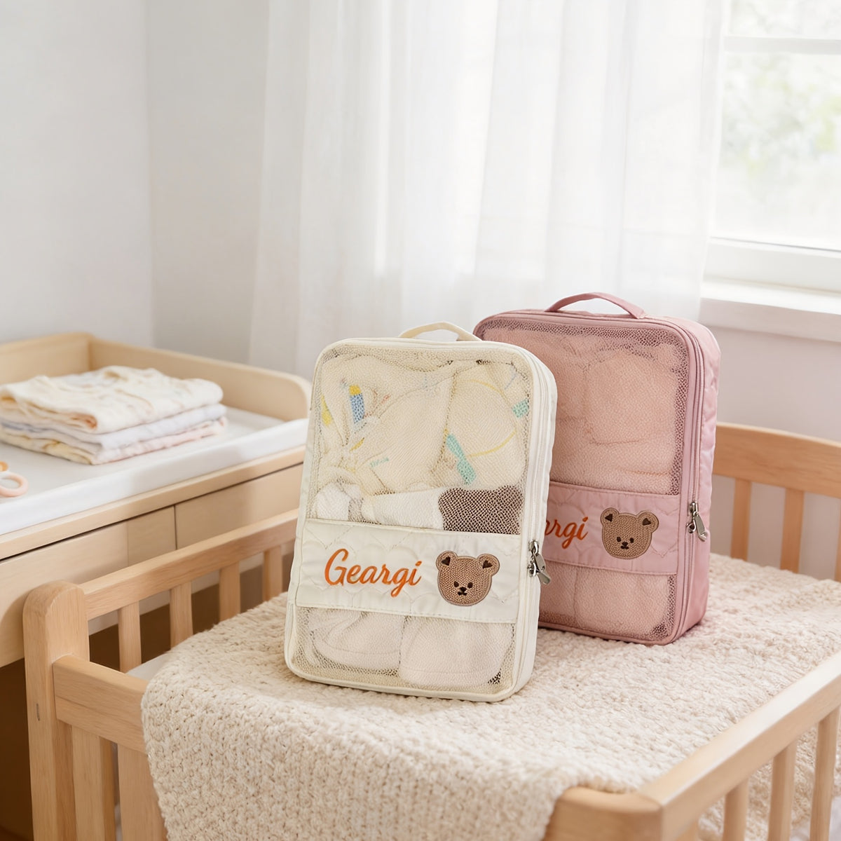 Pochette organisatrice de voyage, motif ours, 4 coloris