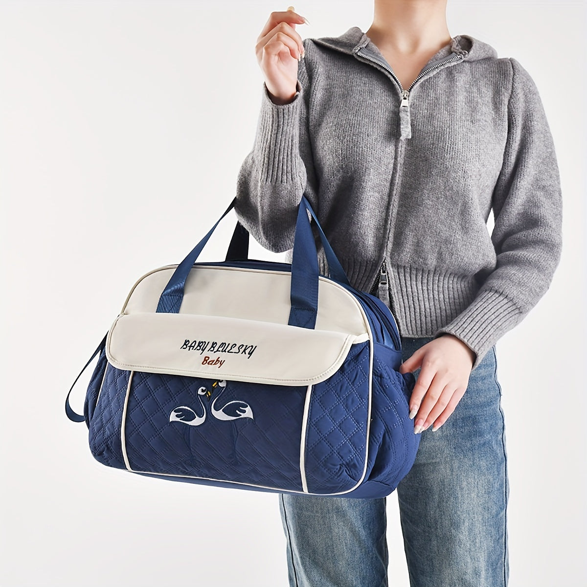 Sac à langer bandoulière matelassé, tapis inclus, 5 coloris