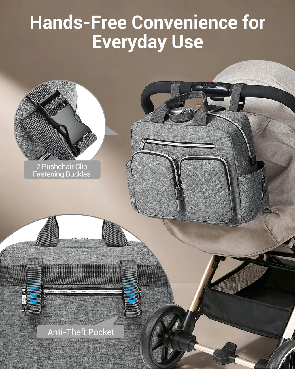 Sac à langer pour bébé, élégant et polyvalent pour mamans et papas, sac de voyage avec poches isothermes pour biberons et collations