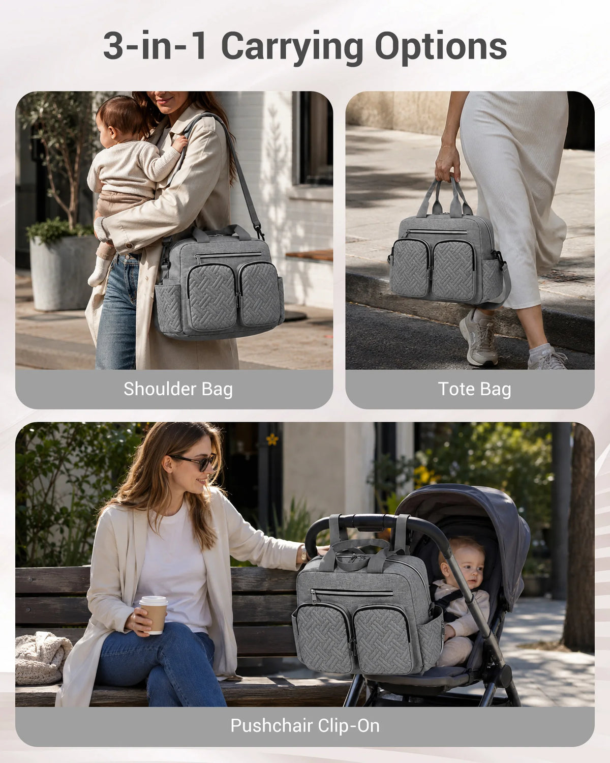 Sac à langer pour bébé, élégant et polyvalent pour mamans et papas, sac de voyage avec poches isothermes pour biberons et collations