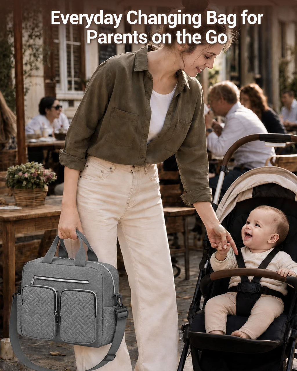 Sac à langer pour bébé, élégant et polyvalent pour mamans et papas, sac de voyage avec poches isothermes pour biberons et collations