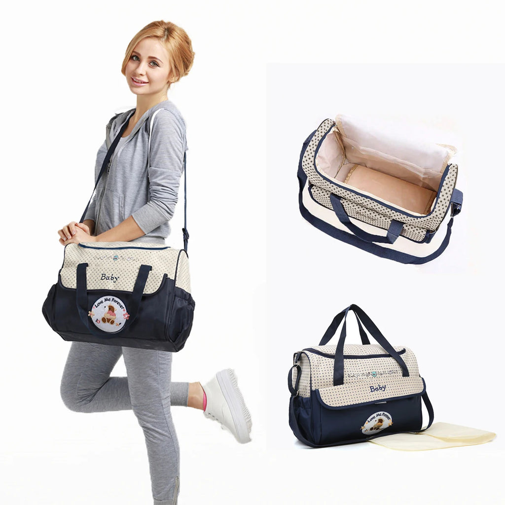 Sac à langer bandoulière imperméable motif ours, sac de maman portable, sac à couches