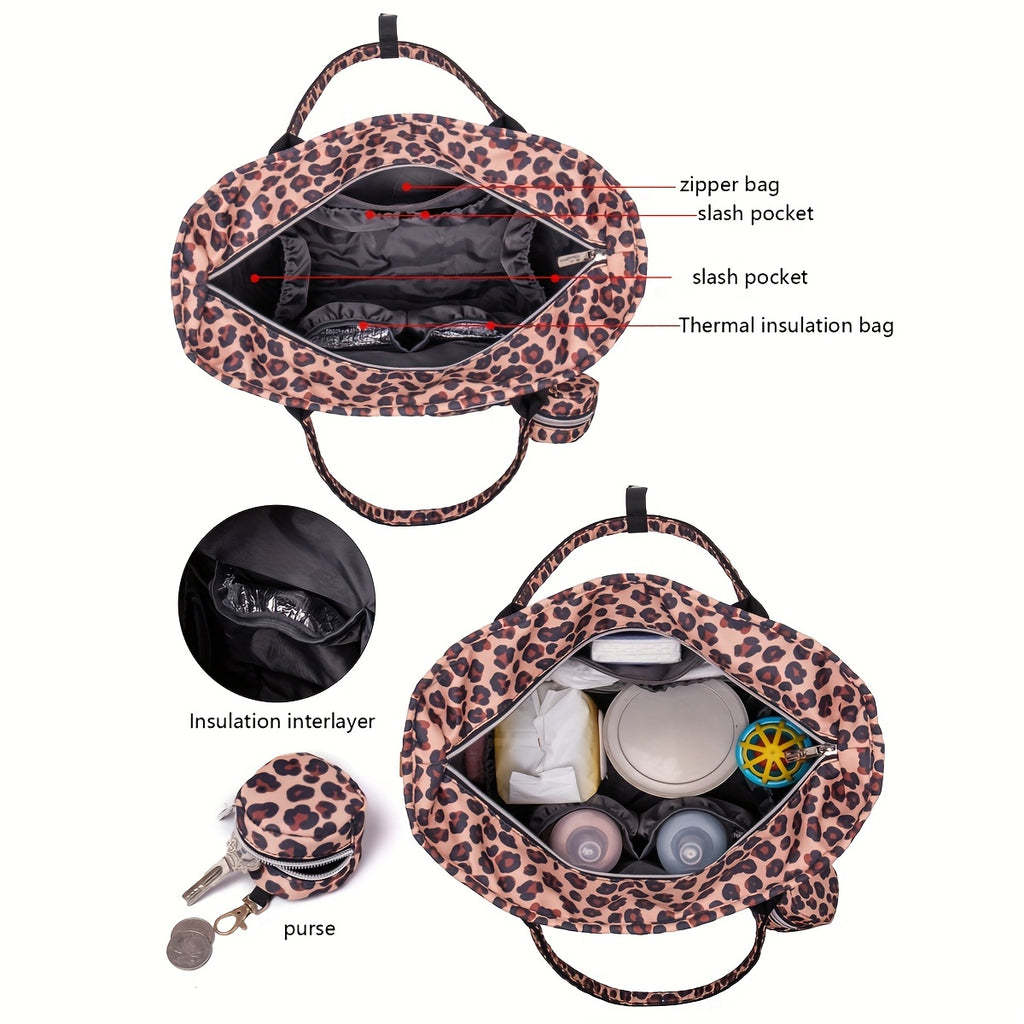 Sac à langer cabas imprimé, poche isotherme, 4 motifs