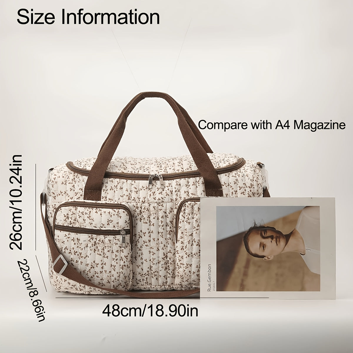 Sac à langer polochon matelassé rayé, 48 x 28 cm, 2 modèles
