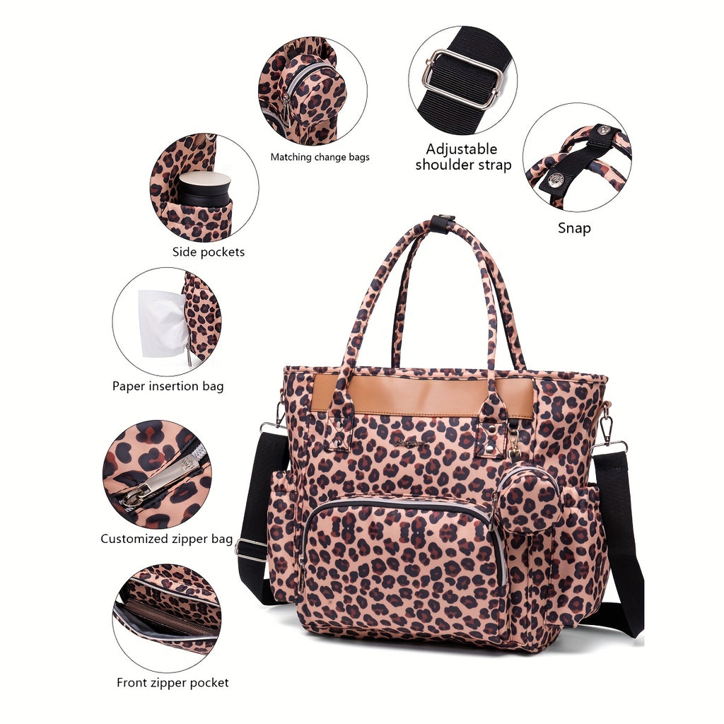 Sac à langer cabas imprimé, poche isotherme, 4 motifs